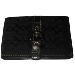 Coach black Monogram vintage card & cash case with ID window and front snap